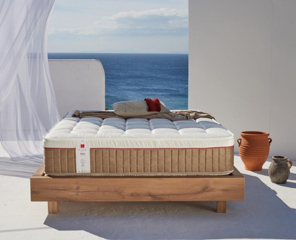 Quality and durable Knossos mattress with sea on the background.